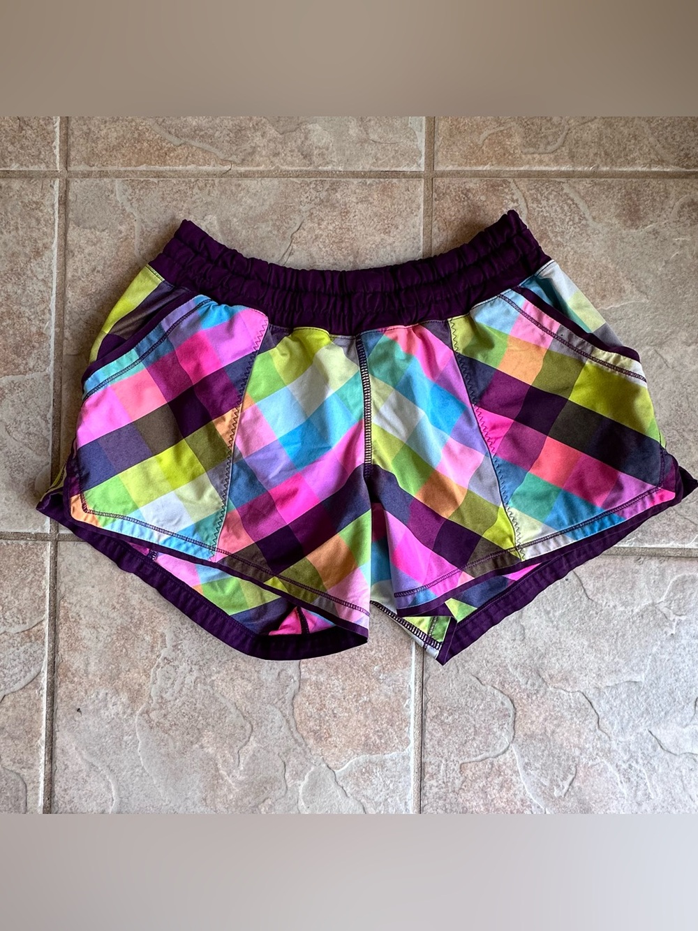 Lululemon Plaid Shorts Shake and Break Multi-color Sea Check Plum